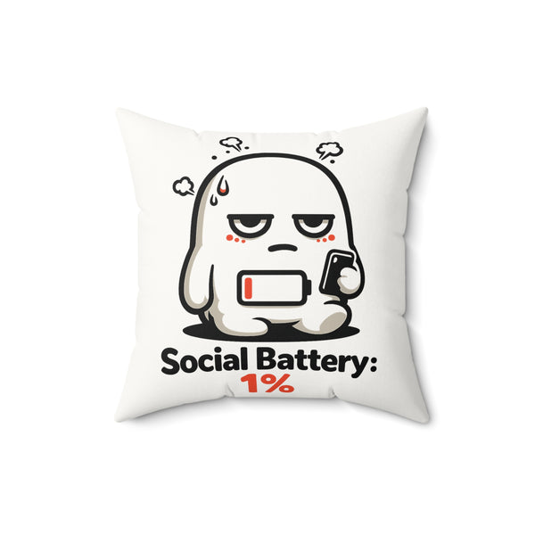 1% Social Battery Throw Pillow — Funny Burnout Home Decor Gift