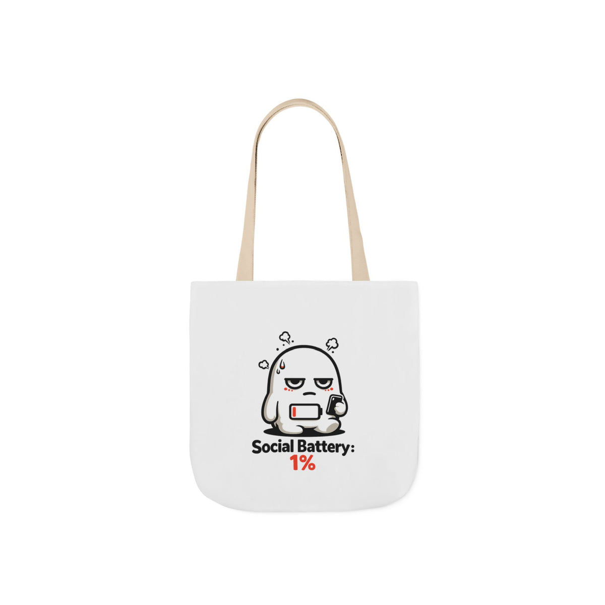 1% Social Battery Canvas Tote Bag — Funny Burnout Gift Bag
