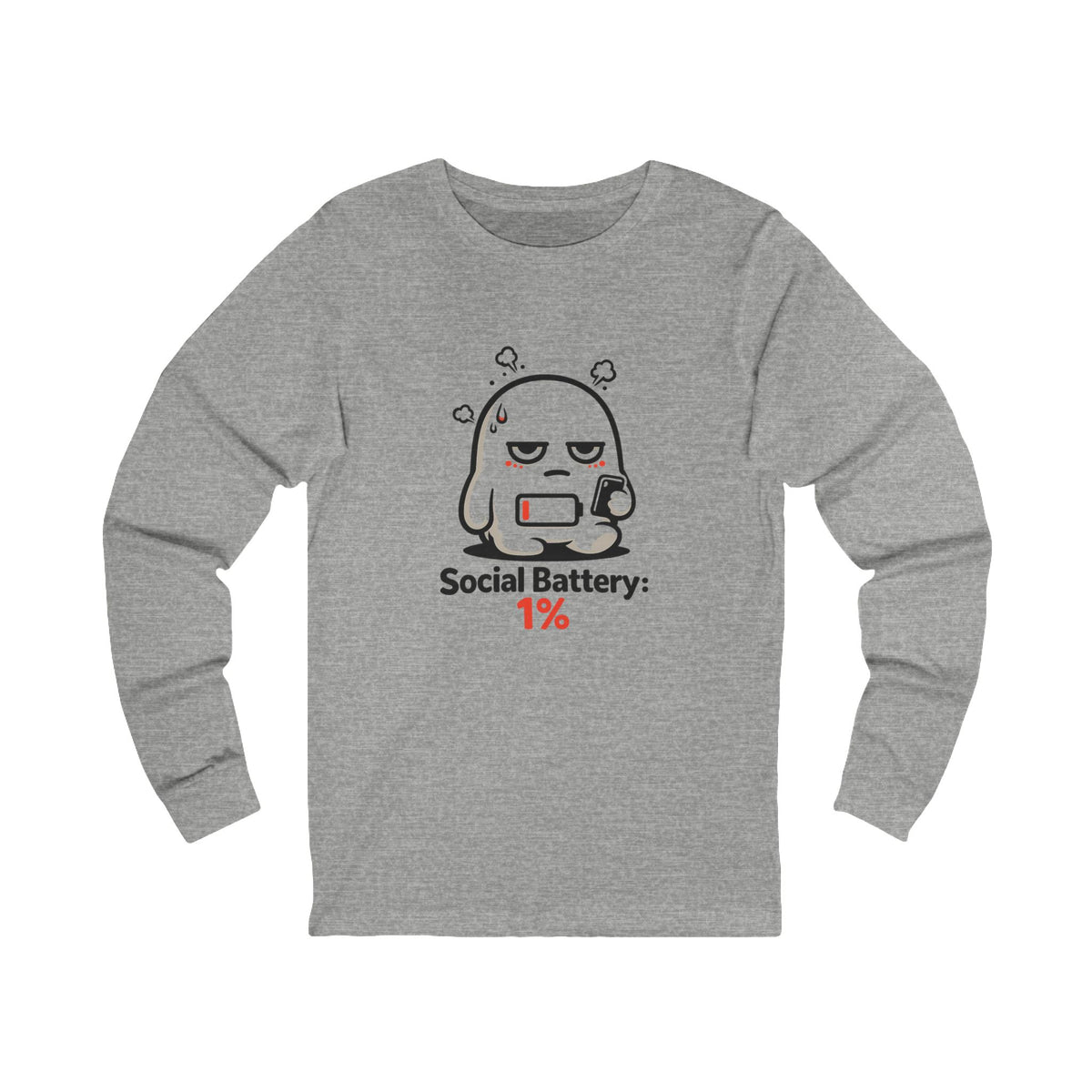 1% Social Battery Long Sleeve Shirt — Burnout Culture Tee