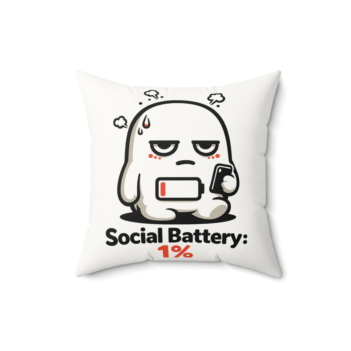 1% Social Battery Throw Pillow — Funny Burnout Home Decor Gift